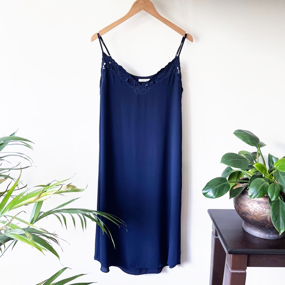 Babaton Navy Slip Midi Dress